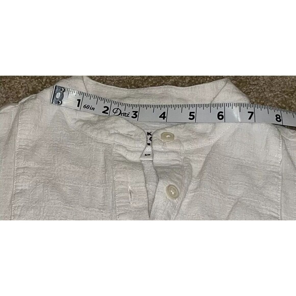 Derek Lam 10 Crosby (Small/Petite) Womens White Subtle Textured 1/4 Buttons Top - Picture 7 of 15